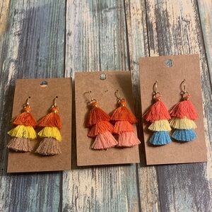 Colorful Tassel Earrings Set of 3